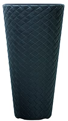 URBNLIVING Juego de macetas redondas de mimbre para plantas grandes y altas para interiores y exteriores (antracita (300 mm), 2 unidades