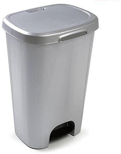 CABLEPELADO -Cubo de Basura con Apertura de Pedal 50 litros, para vivienda - Cubo Ligero y Resistente, Apto para reciclaje y almacenaje - PP - plástico, color gris