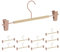 relaxdays Cintres Pinces, Lot de 10, 2 Pinces, Clips pour Pantalons et Jupes, HxLxP: 11,5 x 30,5 x 3 cm, Rose/Nature