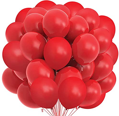 Songjum 100 Stück Rote Latex Ballons Ballon Matt Rot Latexballons 30cm / 12 Zoll für Party Geburtstag Hochzeit Graduierung Jubiläums Feiern Babyparty Deko