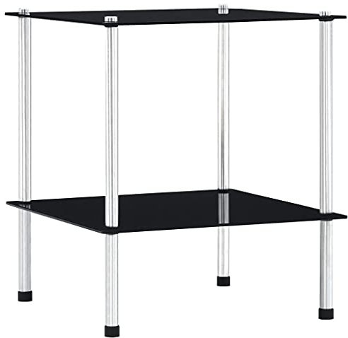 ZQQLVOO Regal mit 2 Ablagen Schwarz, Bücherregal, Organizer Bücherschrank, Bookshelf, Würfelregal, Standregal, Pflanzenregal, 40x40x47 cm Hartglas