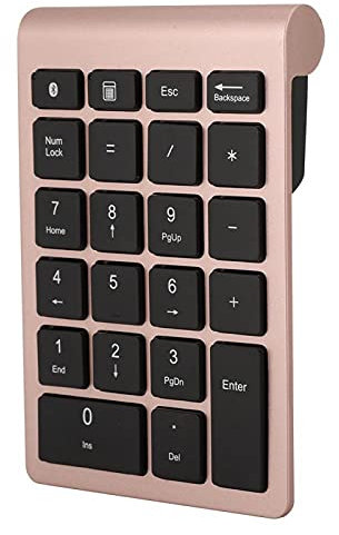 Goshyda Pavé Numérique 22 Touches, Mini Clavier sans Fil Bluetooth, Mini Pavé Numérique Portable de Comptabilité Financière, pour Ordinateur de Bureau, PC(Or Rose)