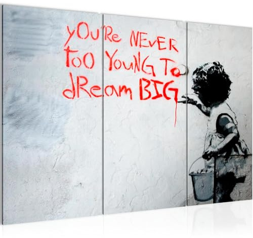 Runa Art Wandbilder Dream Big Bild XXL Loft Wohnzimmer Schwarz Weiss Street Art 120 x 80 cm 3 Teilig 040631b