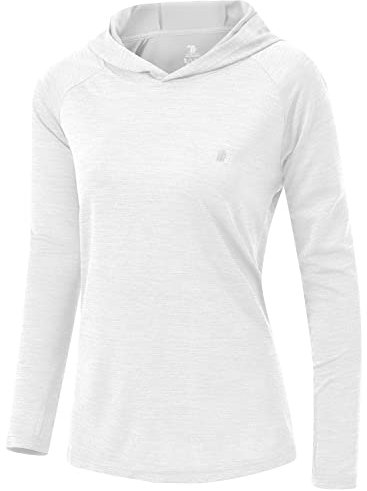 TBMPOY Damen LSF 50+ Sonnenschutz Hoodie Shirt Langarm Angeln Wandern Outdoor UV Shirt Leicht, 13-weiß, Mittel