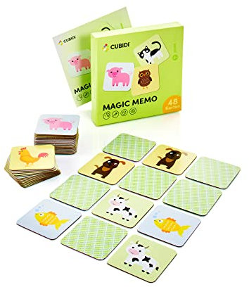 CUBIDI® Süßes Memory ab 2 - mit 48 stabilen Tiermotiv Memory Karten⎥Schönes Kinderspielzeug ab 2 Jahre | Geschenke für 2 jährige und ältere Kinder