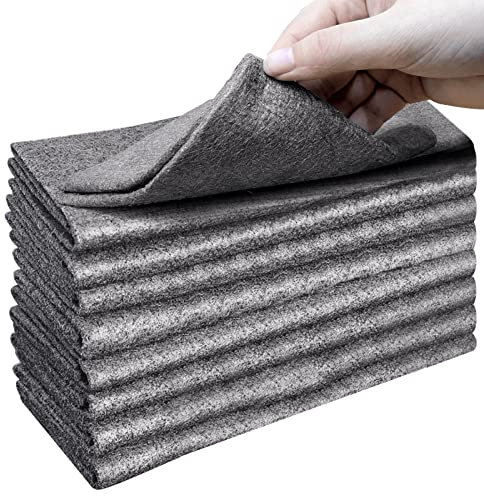 XANGNIER Paño de limpieza mágico grueso, 8 paños sin pelusas, trapo de limpieza de microfibra reutilizable para ventanas, espejos, vidrio, coche, gris