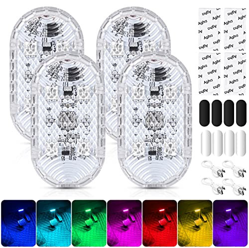 Aicharynic Auto-LED-Innenbeleuchtung, 4 Stück, magnetisches LED-Touch-Licht, RGB, 7 Farben, verstellbare Innenraum-Umgebungsbeleuchtung für Auto, wiederaufladbar, mobiles USB-Touch-Autozubehör, Innen-