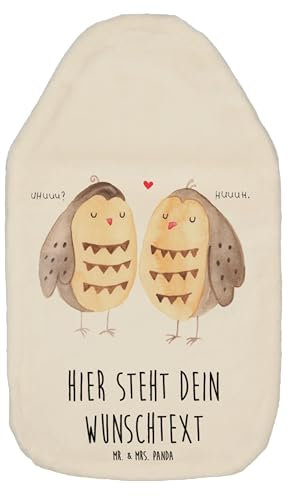 Mr. & Mrs. Panda Personalisierte Wärmflasche Eulen Liebe - Personalisierte Geschenke, Pärchen, Wärmflaschenbezug mit Namen, romantisch, All you need