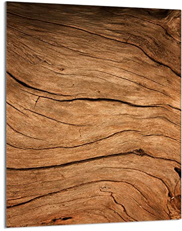 DarHaus Herdabdeckplatte Einteilig 40x52 cm Ceranfeld Abdeckung Glas Spritzschutz Abdeckplatte Glasplatte Herd Ceranfeldabdeckung Deko Holz Braun