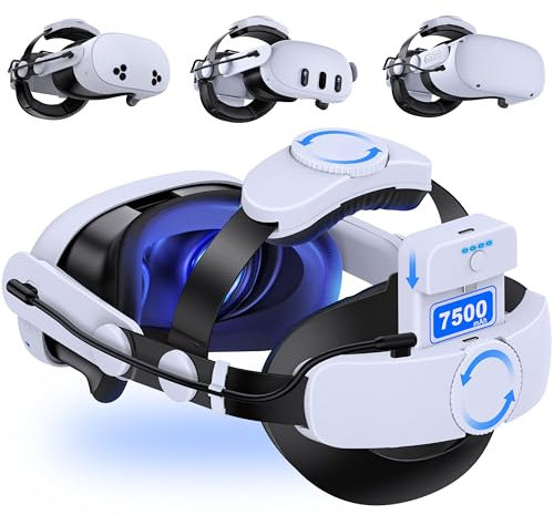 Comfort-Head-Strap Compatible with Quest 2, 7500mAH Battery Pack Replacement for Elite Strap, Super Soft and Skin Friendly PU Surface, Adjustable,Enhanced Support and Comfort in VR Headset