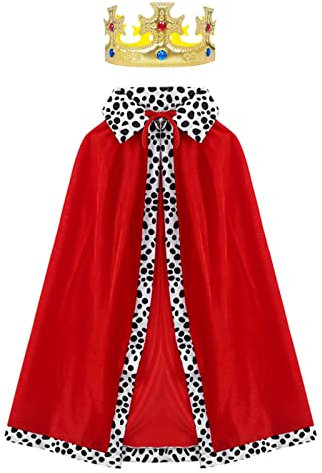 VIKSAUN Königinsmantel Rot Königsumhang Königsmantel Krone König, Umhang des Königs King Arthur, Kaiser, Adeliger, Herzog, Karneval, Kostüm, Mottoparty, Geburtstag, Theater, Verkleidung (Rot)