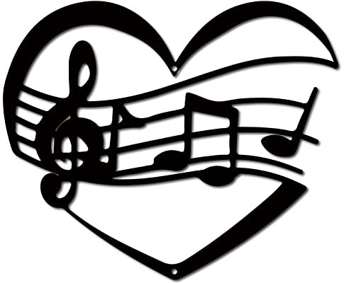 CREATCABIN Music Note Metal Wall Art Decor Black Wall Signs Hierro Colgante Metal Ornamento Escultura Corazón para Balcón Jardín Hogar Sala Decoración Exterior Interior Cocina Regalos 11.8x9.8