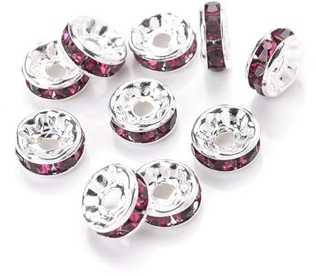 50 Stück 4 mm 6 mm 8 mm 10 mm Kristallperlen Strass-Abstandsperlen für Schmuckherstellung Armband Halskette DIY Bastelzubehör-lila-8,8 mm 50 Stück