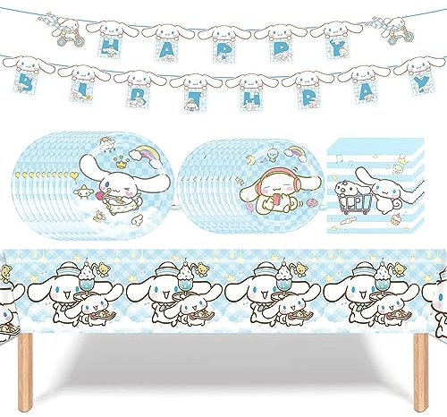 Cartoon Theme Birthday Party Decorations Supplies, Cartoon Party Tableware Include Birthday Banner, Tablecover, 10Pcs 9 Plates, 10Pcs 7 Plates, 20 PCS Napkins