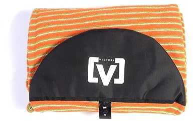 VICTORY Classic Retro Terry Longboard/Mini-Mal Sock Cover - Lightweight Stretch Surfboard Bag, Protective Poly Nose – Soft Breathable Terry Towel Stretch Sleeve/Case (Orange/Green, 9.0)