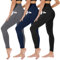TNNZEET 3er Pack Leggings Damen High Waist Schwarz Leggins Blickdicht für Sport Gym(Schwarz/Dunkelgrau/Marineblau-mit Taschen,L/XL)