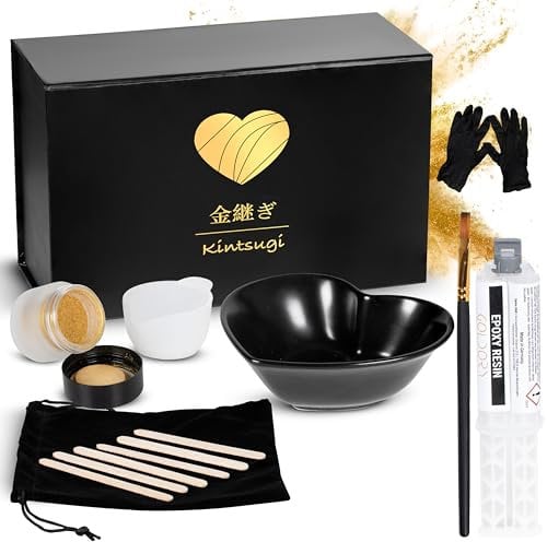 Goldory Kintsugi Reparatur Set - Kintsugi Repair Kit für Anfänger - Porzellankleber Goldkleber für DIY Reparatur von Tassen, Vasen mit Anleitung - Spülmaschinenfest