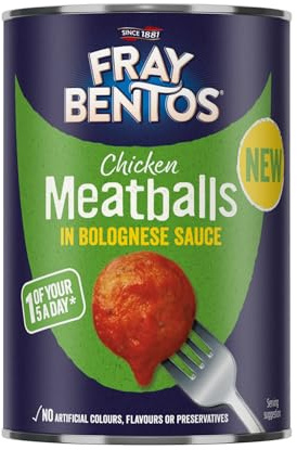Fray Bentos Meatballs in Tomato & Basil Bolognese Sauce, 380 g (6-Pack) | High Protein, Quick & Easy Meal, Tender Beef Meatballs, Rich Tomato Sauce, Perfect with Spaghetti or Chips