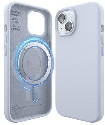 elago Magnetische Silikonhülle Kompatibel mit iPhone 15 Hülle, Kompatibel mit MagSafe Alles Zubehör, Integrierte Magnete, Premium Silikon, Ganzkörper Schutzhülle [5 Lagige Struktur] (Hellblau)