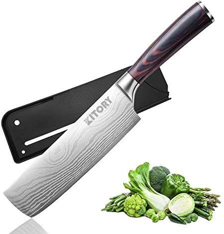 Kitory Nakiri Messer 17 cm Klinge, Kochmesser Profi Küchenmesser mit Klingenschutz, Hochwertigem Deutscher Edelstahl mit Geschenkbox