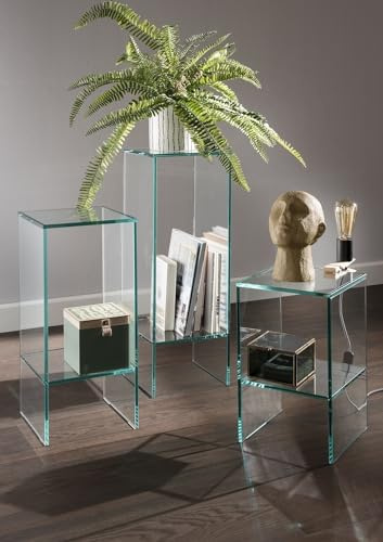möbelando Blumenständer >7/198-00< (1stk) in Klarglas, Glas - 25x25cm (HxD)