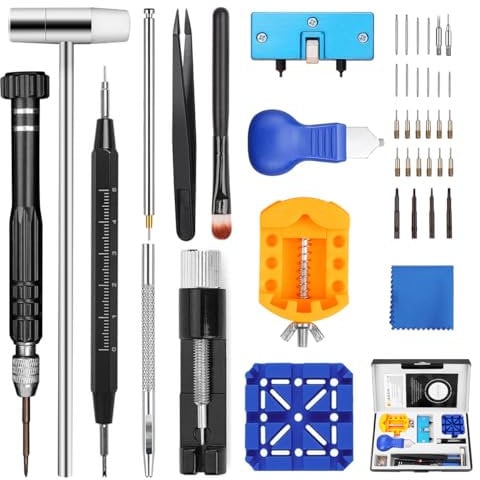 FACIACC Watch Repair Kit, Watch Battery Replacement Kit, Professional Tool Set for Watch Link and Back Removal, Watch Band Tool Kit, Including Watch Case Opener, Watch Pins, Spring bar, Tweezers
