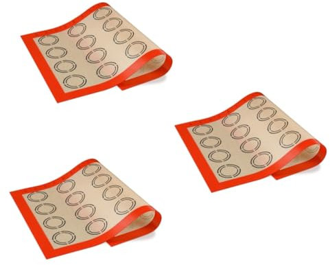 Cabilock 3 Pièces plaque de four antiadhésive pâte moule à en silicone pâtisserie cuisson réutilisable tapis cuisson barbecue tapis de cuisson tapis de four Macaron tapis de pétrissage