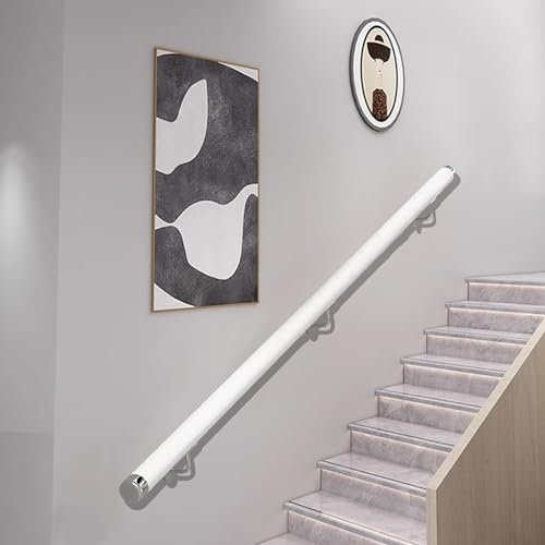 Holz Handläufe für Treppen, wandmontierter Treppenhandlauf für den Innen- und Außenbereich, runde Armlehne aus Massivholz mit Edelstahlhalterung, Geländerhandlauf (A, 120CM)