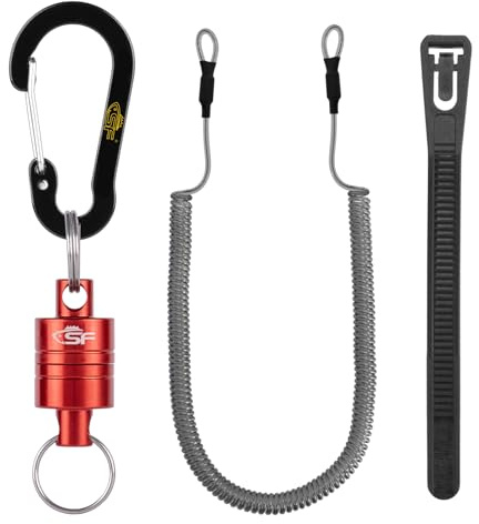 SF Strongest Magnetic Net Release Magnet Clip Holder for Fly Fishing Landing Net Retractor with Coiled Lanyard