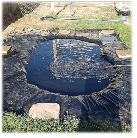 Wasserdichte HDPE-Membran-Teichfolie – langlebige schwarze Fischpoolfolie für Gartenteiche, Wasserfallbäche, Springbrunnen – inklusive Teichunterlage – perfekte Gartenpoolabdeckung und Bachläufe