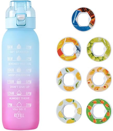 Luft Wasserflasche,1000ml Sport Air Wasserflasche mit Pods BPA Frei Starterset 0 Zucker, Trinkflasche mit 7 Geschmack Pods Ideal zum Laufen und im Fitnessstudio (G)