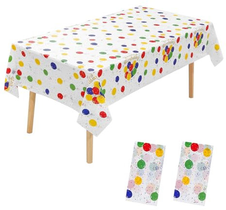 YXHZVON 2 Pack Party Geburtstag Tischdecke,Geburtstag Party Tischdekoration Bunt Tischdecke, Kindergeburtsta Gstischdecke für Kinder Jungen Mädchen(137 x 274 cm