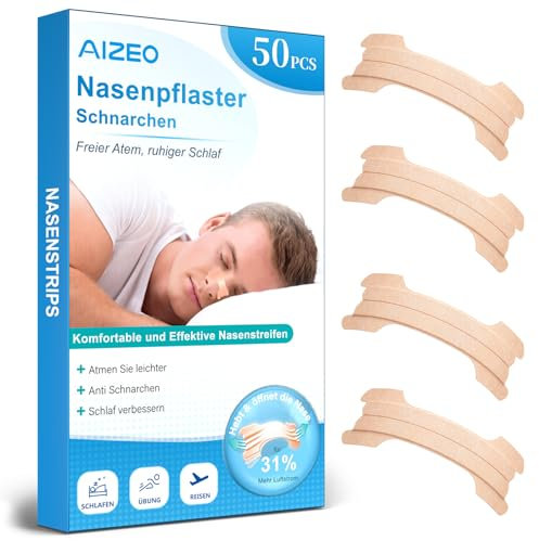 Nasenpflaster Schnarchen, 50 Stück Extra Starke Nasenpflaster Besser Atmen, Atmungsaktives Nose Strips Lindern Eine Verstopfte Nase Effektive Anti Schnarchen, Nasenstrips für Sport und Schlaf