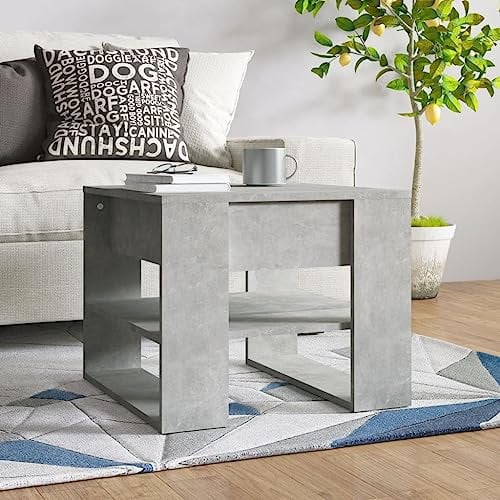 puraday Table basse de salon - Gris béton - 55,5 x 55 x 45 cm - En bois - Élégante stabilité - Multifonction - Pour chambre à coucher