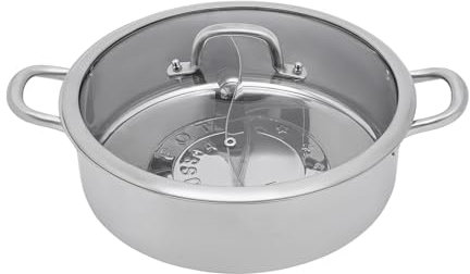 Edelstahl Topf, Kochtopf Set mit Glasdeckel und Drahtgriffen, Topfset mit Ausgießer und Löffel, Fleischtopf für Herdarten, für Küche, Restaurants, Haushalten, Silber
