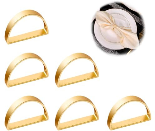 6 Stück Serviettenringe Gold Halbkreis, Elegante Metall Serviettenring für Hochzeiten, Weihnachtsfeiern, Abendessen und Jubiläumsdekoration