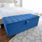 Harveys Living Ottoman Storage Box - Penal Style Engineered Wood Luxurious Plush Velvet Ottoman Storage Bench - (Blue Plush, No Legs)