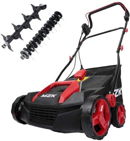 MZK 15-inch 13-Amp 2-in-1 Electric Dethatcher and Scarifier-Blue