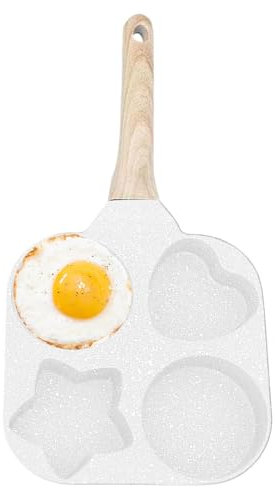 Frying Pan for 4 Eggs - Multifunctional Egg Shape, Omelette Maker Pan | Comfortable 4-Cup Fried Egg Cooker with Different Shapes, Kitchen Aid Breakfast Pan for Pancake Hamburger Sandwich