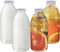 Viceda Glass Bottles, 4 Pcs Milk Bottle with Lid, 500ml Drinking Bottles for Juice, Smoothie, Milk, Yogurt, Leak-proof Clear Bottle