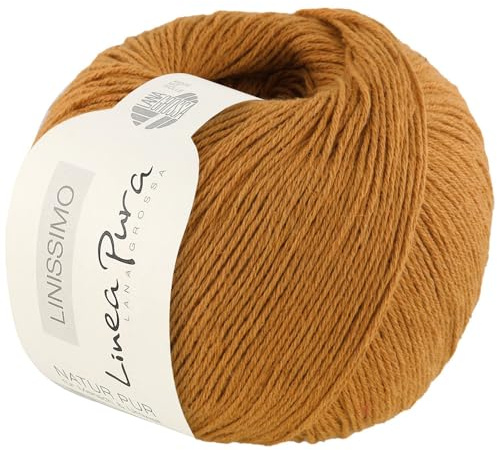 LANA GROSSA Linissimo | Leichtes, locker verzwirntes Baumwoll-Leinengarn | Handstrickgarn aus 50% Baumwolle & 50% Leinen | 50g Wolle zum Stricken & Häkeln | 187m Garn FB18