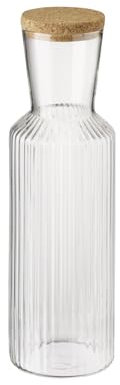 APS 10726 Lines - Caraffa in vetro, 1 litro, Ø 9 m, altezza 27,5 cm, coperchio in sughero