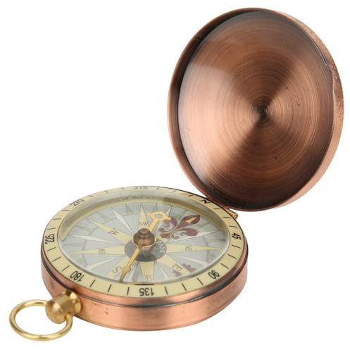 ERYUE Metallkompass, Vintage Retro Copper Pocket Watch Compass mit Spiegelpolieren, Leichtes Tragbares Camping -Wanderboot, Ideales Zum Klettern, Reisen usw. (Kompass)