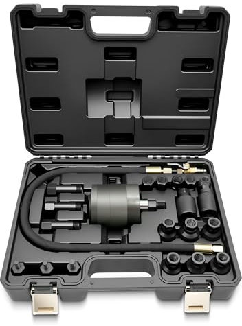 RUIZHI 21tlg Pneumatische Einspritzdüsen Abzieher - Ausbau Werkzeug für Einspritzdüsen, Dieselkraftstoff Injektor, Abzieherset mit 19 Adapter Kompatibel mit Bosch Delphi Denso Siemen