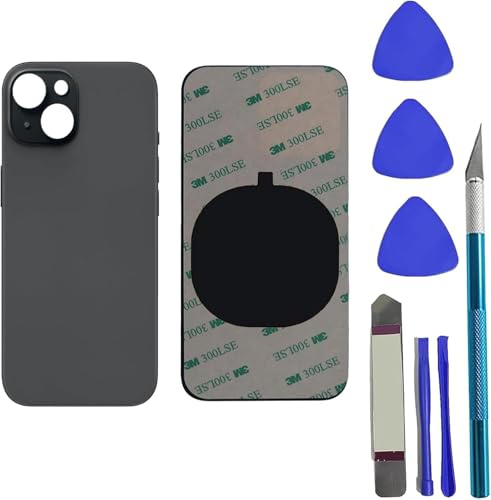 Peixiong 15 Rückseite Glas Ersatz für iPhone 15 mit vorinstallierten Klebstoff +Reparing Tool Kit (schwarz)