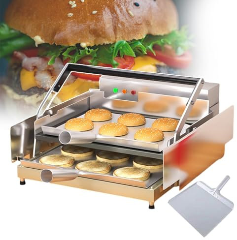 DDNGEJ Elektrischer gegrillter Hamburger-Toaster | 12 Scheiben können gleichzeitig gebacken Werden | Doppelschicht-Brotbackmaschine mit antihaftbeschichteter Pfanne un