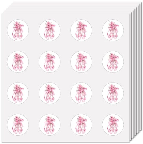 CREATCABIN 128 Stück 2.5cm Rosa Schuhaufkleber Kleine Cartoon Aufkleber Runde Punkte Ballett Zehenschuh Blume Selbstklebend Wasserdicht Mini Bilderetiketten Für Scrapbooking Laptop Album Planer