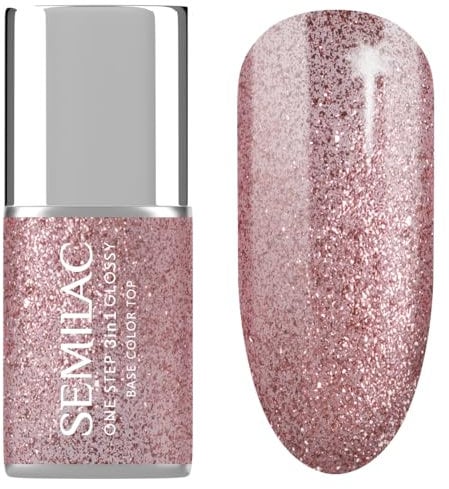 Semilac UV Nagellack 3in1 One Step Glossy S250 Glitter Pink 7 ml