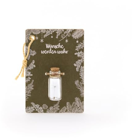 10 x Kleiner Wunscherfüller Wünsche werden wahr | Echtes Pusteblumen-Schirmchen im Glas als Geschenkanhänger | Ewig haltbar | Perfekt als Geldgeschenk, Geschenkanhänger & kleine Besonderheit