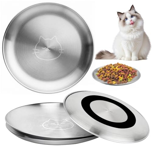 Draupnir 5 Piezas Cuencos para Gatos de Acero Inoxidable,17cm,Pequeños Bebederos para Mascotas con Base de Goma Antideslizante,Aptos para Lavavajillas, Sin Fatiga